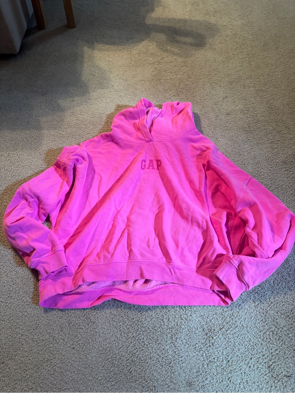 GAP Hot Pink Vintage Crop logo Hoodie
